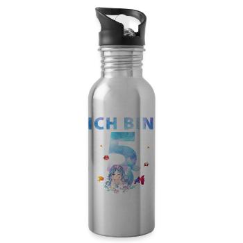 5. Geburtstag Mädchen 5 Jahre Meerjungfrau Party - Trinkflasche mit integriertem Trinkhalm - Lightsilver - Rechts