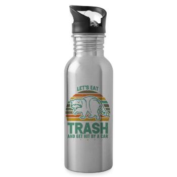 Retro Vintage Racoon Lets Eat - Trinkflasche mit integriertem Trinkhalm - Lightsilver - Rechts