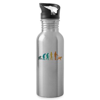 Airedale terrier Hund Vintage Retro Evolution - Trinkflasche mit integriertem Trinkhalm - Lightsilver - Rechts