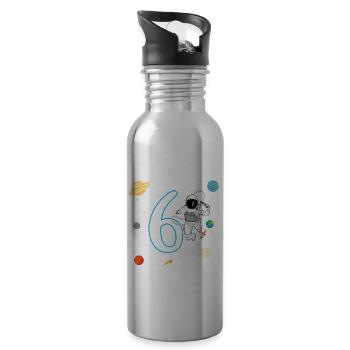 6th birthday 6 years astronaut space space - Water bottle with straw - silver - Right