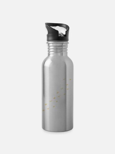Biene Bienen Imker - Trinkflasche mit integriertem Trinkhalm - Lightsilver
