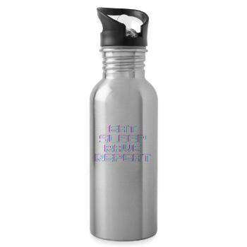 Back Print Rave Cross Rave Quote Raver - Water bottle with straw - silver - Right