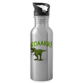 2. Geburtstag 2 Jahre Dino Dinosaurier Fan - Trinkflasche mit integriertem Trinkhalm - Lightsilver - Rechts