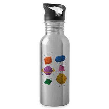 Gamer RPG Würfel Galaxy Geschenk - Trinkflasche mit integriertem Trinkhalm - Lightsilver - Rechts