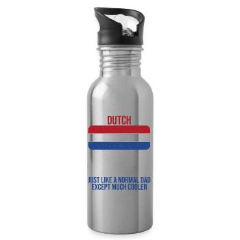 Dutch Dad Netherlands flag design for the - Water bottle with straw - silver - Right