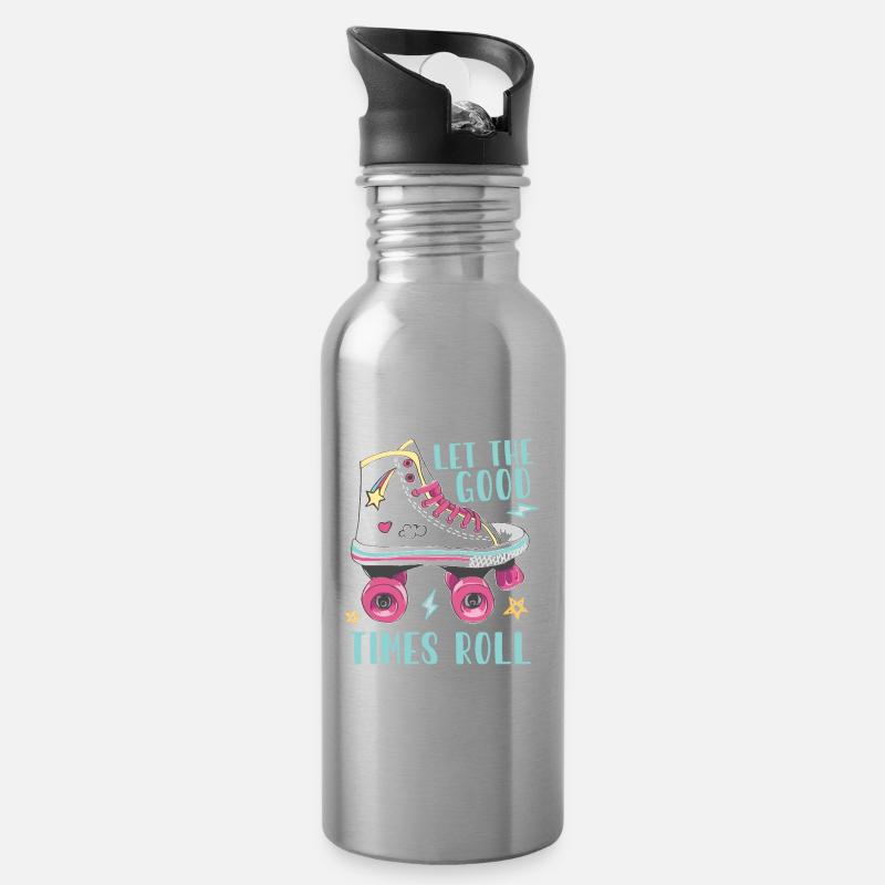 Rollschuhe Laufen Roller Skates - Trinkflasche mit integriertem Trinkhalm - Lightsilver