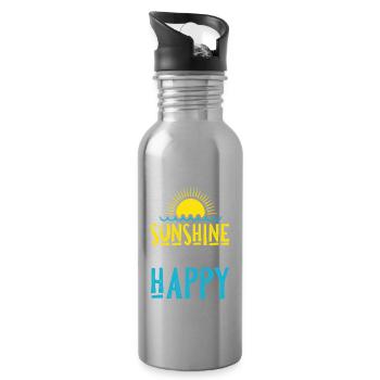 sonne sonnenschein happy - Trinkflasche mit integriertem Trinkhalm - Lightsilver - Rechts