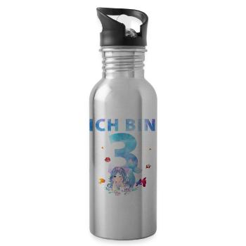 3. Geburtstag Mädchen 3 Jahre Meerjungfrau Party - Trinkflasche mit integriertem Trinkhalm - Lightsilver - Rechts