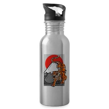 Tiger Aesthetic Japan Mt. Fuji Fujiyama Red Sun - Gourde avec paille intégrée - argent clair - Droite