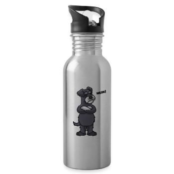 Sturer Zwergschnauzer - Trinkflasche mit integriertem Trinkhalm - Lightsilver - Rechts