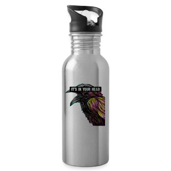 It's In Your Head Sad Rabe Vaporwave Black Krähe - Trinkflasche mit integriertem Trinkhalm - Lightsilver - Rechts