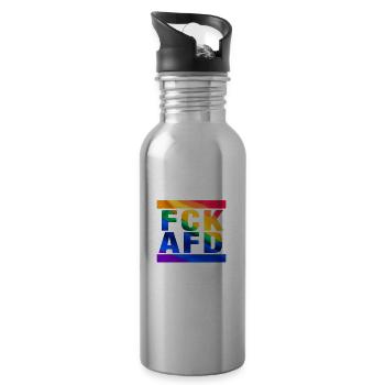 Contre les nazis - FCK AFD - Contre la droite - LGBTQ - Gourde avec paille intégrée - argent clair - Droite