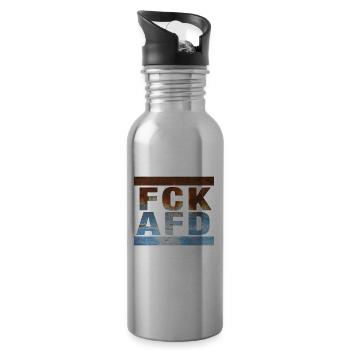 Contre les nazis - FCK AFD - Contre la droite - Gourde avec paille intégrée - argent clair - Droite