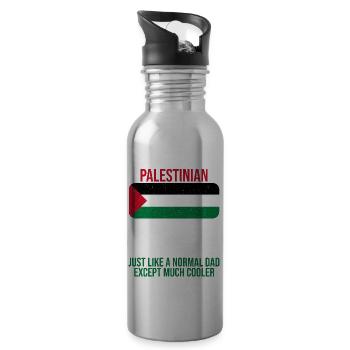 Palestinian Dad Palestine flag for Father's Day - Water bottle with straw - silver - Right