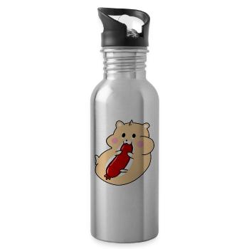 Hamsters with salami - Water bottle with straw - silver - Right