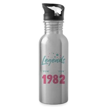 legends 1982 birthday - Water bottle with straw - silver - Right
