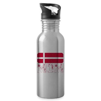 Danish Mom Denmark Flag For Mother's Day - Trinkflasche mit integriertem Trinkhalm - Lightsilver - Rechts