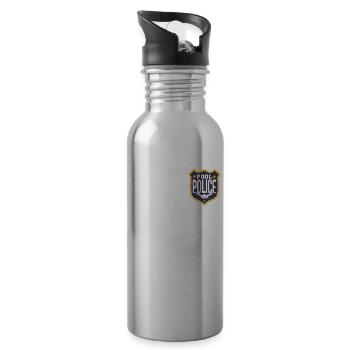 Swimming Swimmer Swim Pool Police - Water bottle with straw - silver - Right