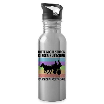Kutscher Kutsche Pferdekutscher Kutschieren - Trinkflasche mit integriertem Trinkhalm - Lightsilver - Rechts