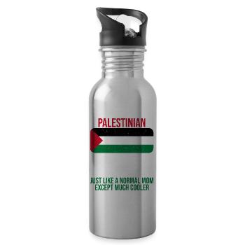 Palestinian Mom Palestine Flag for Mother's Day - Water bottle with straw - silver - Right