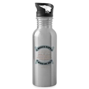 Stiefpapa outfit Stiefvater Bonus Papa Spruch - Trinkflasche mit integriertem Trinkhalm - Lightsilver - Rechts