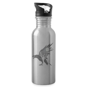 Corbeau noir Jaune Corbeau Aesthetic - Gourde avec paille intégrée - argent clair - Droite