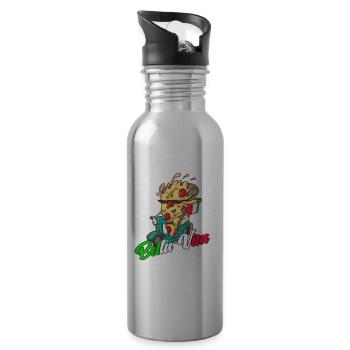 Italien La Bella Vita Pizza Stück auf Scooter für - Trinkflasche mit integriertem Trinkhalm - Lightsilver - Rechts