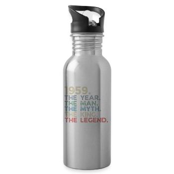 Jahrgang 1959 The Year Man Myth King Legend Retro - Trinkflasche mit integriertem Trinkhalm - Lightsilver - Rechts
