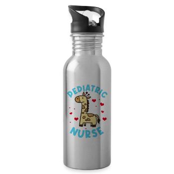 Kinderkrankenschwester Giraffe - Trinkflasche mit integriertem Trinkhalm - Lightsilver - Rechts
