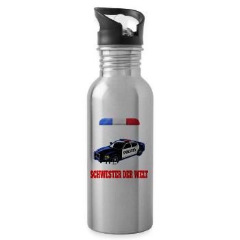 Polizei Beste Schwester Bester Bruder Geschenk - Trinkflasche mit integriertem Trinkhalm - Lightsilver - Rechts