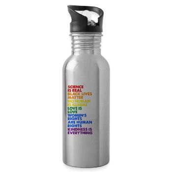 Gay Pride Science Is Real Black Lives Matter Love - Gourde avec paille intégrée - argent clair - Droite