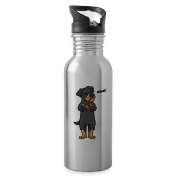 Sturer Deutscher Jagdterrier Hund lustig - Trinkflasche mit integriertem Trinkhalm - Lightsilver - Rechts