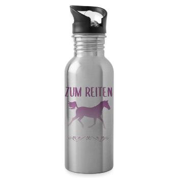 Zum Reiten Geboren Zur Schule Gezwungen Pferde - Trinkflasche mit integriertem Trinkhalm - Lightsilver - Rechts