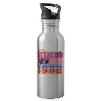 1982 Rétro Idée de cadeau vintage - Gourde avec paille intégrée - argent clair - Droite