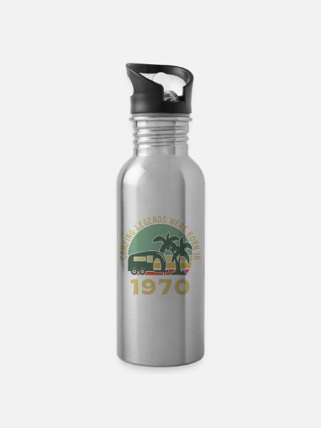 Camping Legends Né En 1970 Caravan - Gourde avec paille intégrée - argent clair
