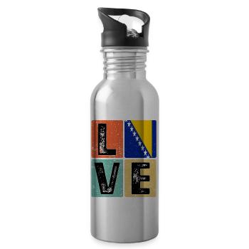 I Love Bosnia Flagge für bosnischen Stolz - Trinkflasche mit integriertem Trinkhalm - Lightsilver - Rechts