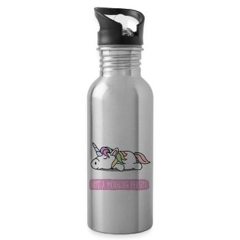 Unicorn sleep shirt pajamas pajamas - Water bottle with straw - silver - Right