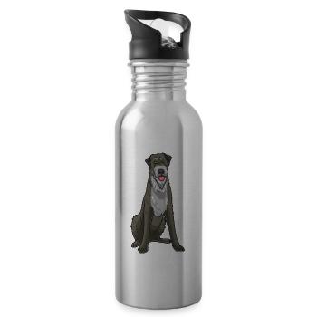 Irish Wolfhound Dog - Water bottle with straw - silver - Right