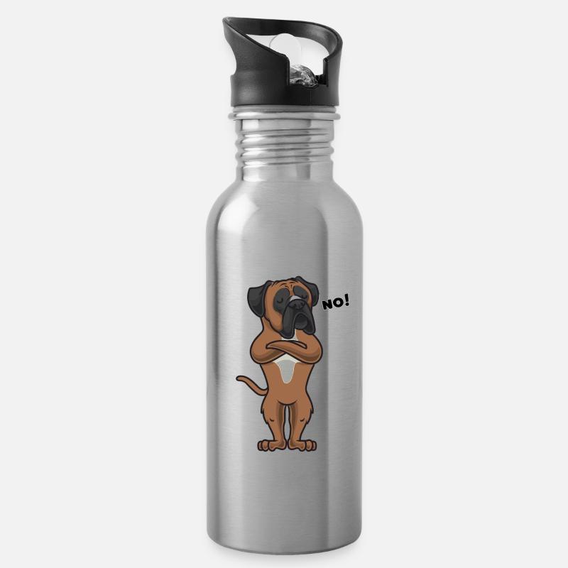 Sturer Deutscher Boxer Hund - Trinkflasche mit integriertem Trinkhalm - Lightsilver