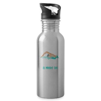 Swimming Swimmer Swim Home Is - Water bottle with straw - silver - Right