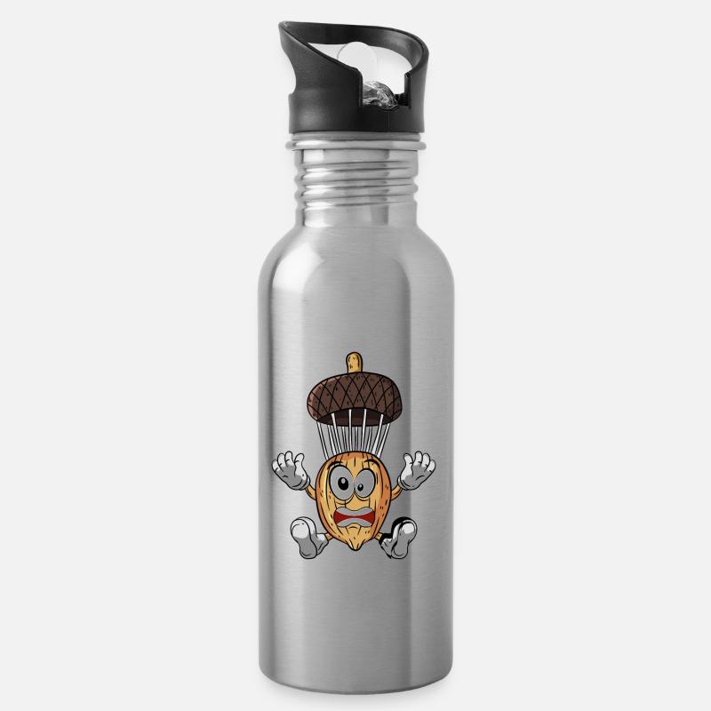 Eichel Fallschirmspringen - Trinkflasche mit integriertem Trinkhalm - Lightsilver