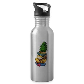 Ananas Ukulele - Trinkflasche mit integriertem Trinkhalm - Lightsilver - Rechts