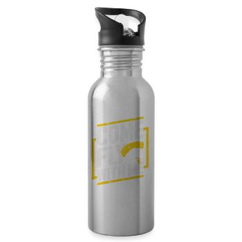 Fallschirmspringen Fallschirmspringer Sky Diving - Trinkflasche mit integriertem Trinkhalm - Lightsilver - Rechts