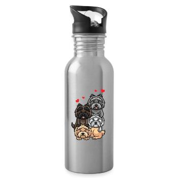Cairn Terrier chien - Gourde avec paille intégrée - argent clair - Droite