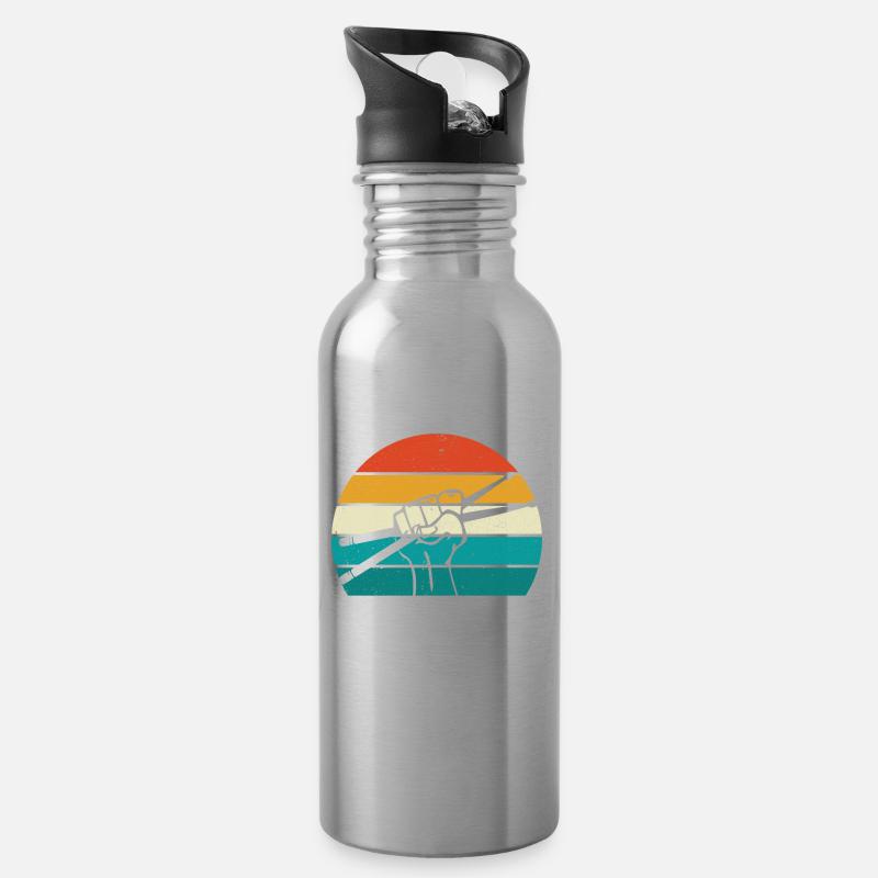 Retro Drumsticks Schlagzeug Schlagzeuger Geschenk - Trinkflasche mit integriertem Trinkhalm - Lightsilver