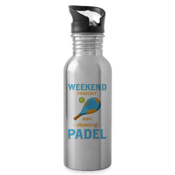 Prévisions week-end Paddle Tennis Padel impression - Gourde avec paille intégrée - argent clair - Droite