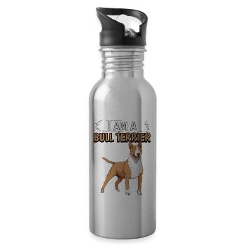 Bullterrier I Am A Bull Terrier - Gourde avec paille intégrée - argent clair - Droite
