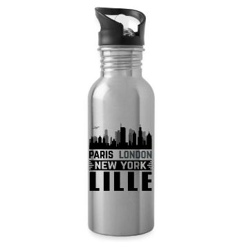 lille Paris London New York - Trinkflasche mit integriertem Trinkhalm - Lightsilver - Rechts