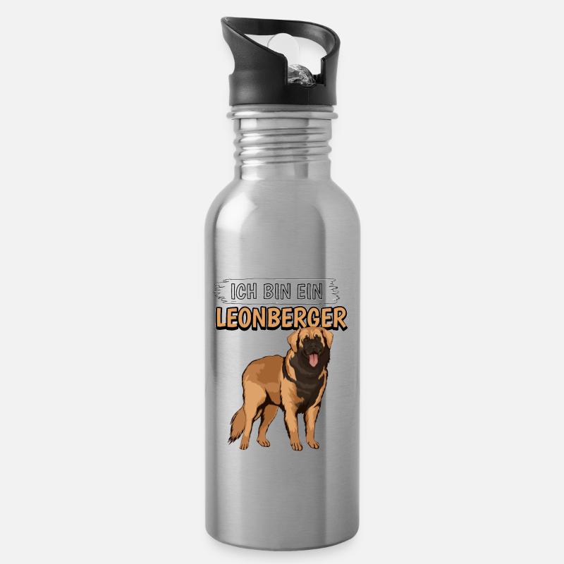 Leonberger Ich bin ein Leonberger - Trinkflasche mit integriertem Trinkhalm - Lightsilver