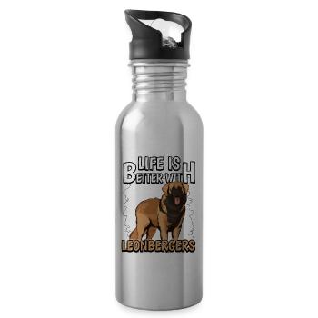 Leonberger Life Is Better With Leonbergers - Water bottle with straw - silver - Right